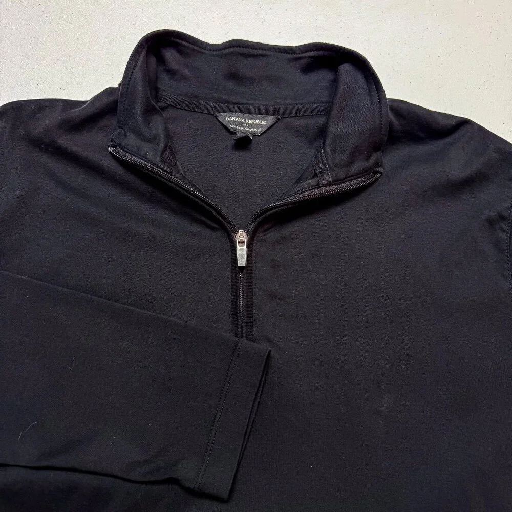 Banana Republic Sweater Mens XL Black 1/4 Zip Luxe Touch Performance Outdoor Run
